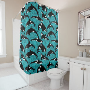 Orcas Killer Whales in de oceaan gevild Douchegordijn