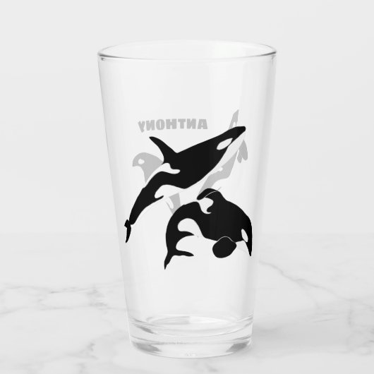 Orcas, Killer Whales Personalized Glas (Achterkant)