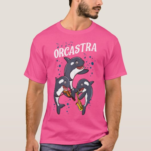 Orcastra Funny Orca Whale Orchestra Players T-shirt (Voorkant)