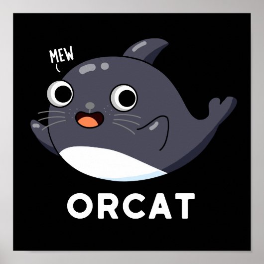 Orcat Funny Cat Orca Pun Dark BG Poster (Voorkant)