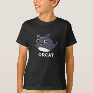 Orcat Funny Cat Orca Pun Dark BG T-shirt