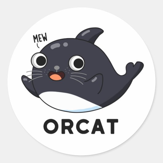 Orcat Funny Cat Orca Pun Ronde Sticker (Voorkant)