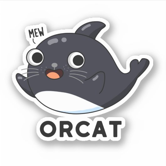 Orcat Funny Cat Orca Pun Sticker (Voorkant)