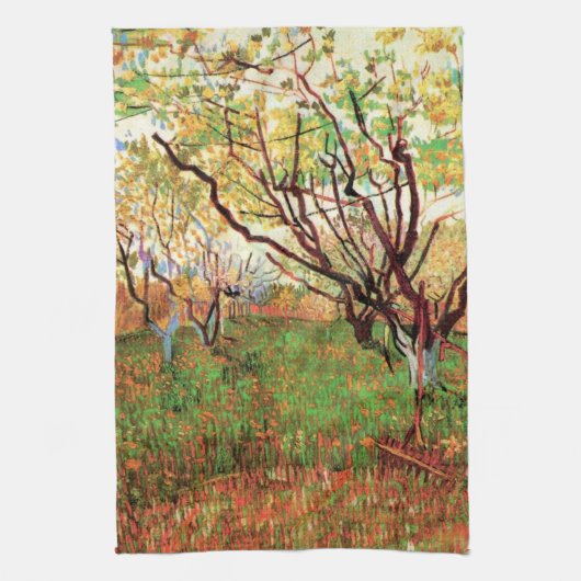 Orchard in Blossom door Vincent van Gogh Theedoek (Verticaal)