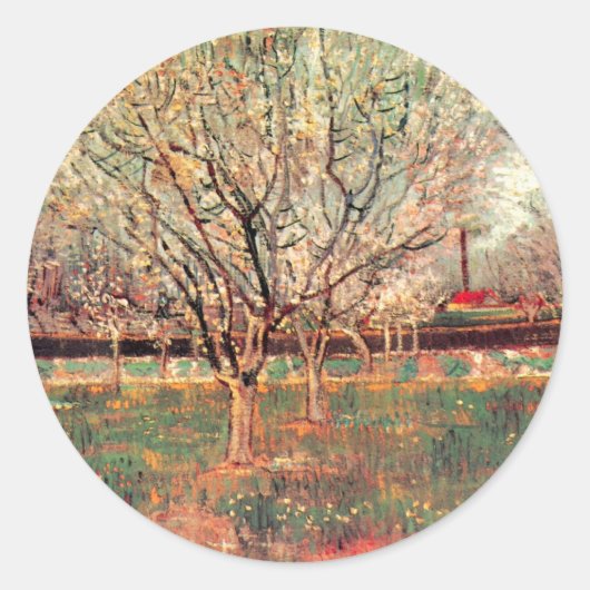 Orchard in Blossom, Plum Trees van Vincent van Gog Ronde Sticker (Voorkant)