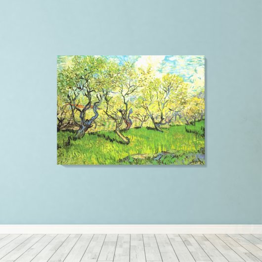 Orchard in Blossom, Vincent van Gogh Canvas Afdruk (Insitu (Houten vloer))