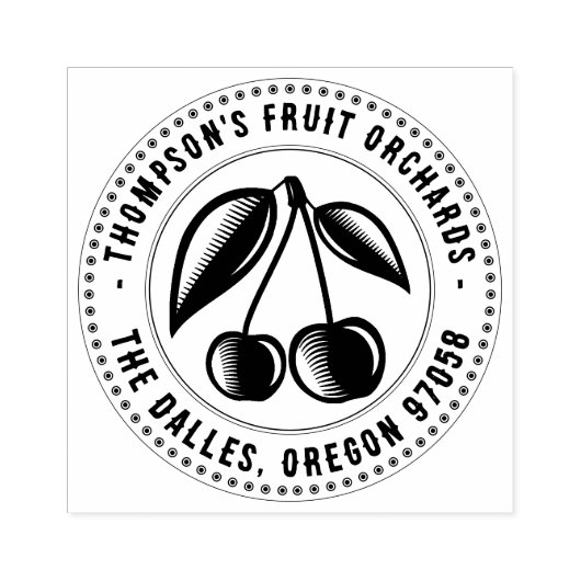 Orchard Naam Boerderij Stempel Kersen Fancy Rand (Afrduk)