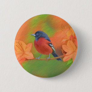 Orchard Oriole zangvogel schilderij originele voge Ronde Button 5,7 Cm