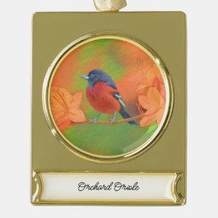 Orchard Oriole zangvogel schilderij originele voge Verguld Banner Ornament