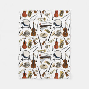 Orchestra Instruments Pattern Fleece Deken