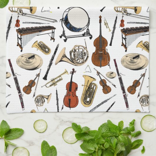 Orchestra Instruments Pattern Theedoek (Gevouwen)