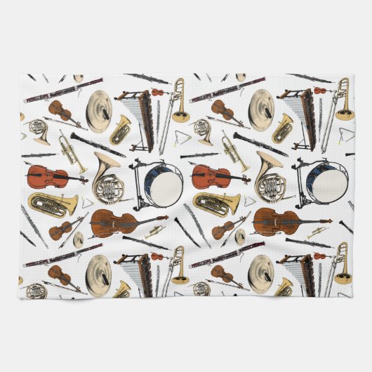 Orchestra Instruments Pattern Theedoek (Horizontaal)