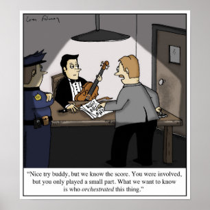 Orchestra Musician Classical Music Cartoon Poster