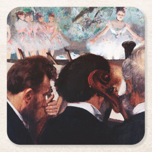 Orchestra Musicians, Edgar Degas Vierkante Kartonnen Onderzetter