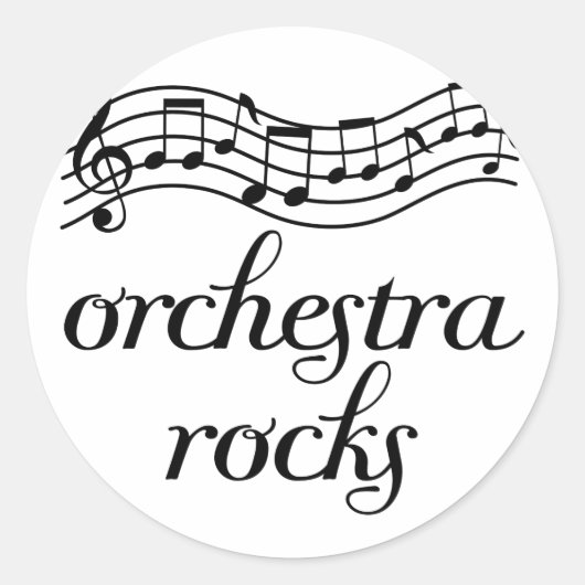 Orchestra Rocks blk Ronde Sticker (Voorkant)
