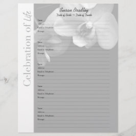 Orchid 1 Memorial Guest Book Custom Filler Pages