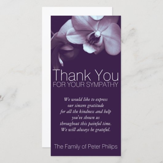 Orchid 3b Sympathie violette foncée Merci photo C (Devant / Derrière)