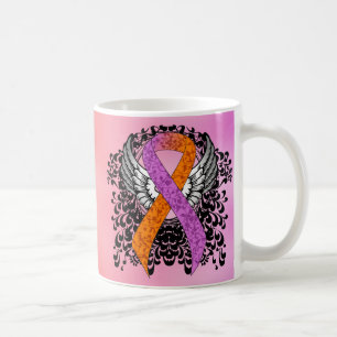 Orchid and Oranje Awareness Ribbon with Wings Koffiemok