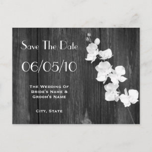Orchid & Barnwood Wedding Save the Date Briefkaart