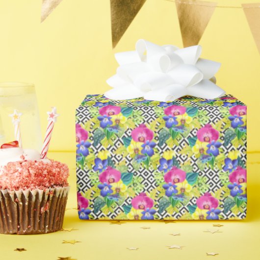 Orchid Begonia en Palm Leaves Cadeaupapier (Verjaardagsfeest)