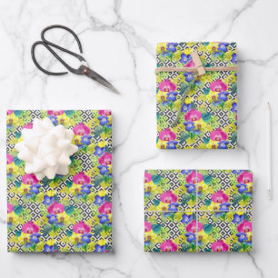 Orchid Begonia en Palm Leaves Inpakpapier Vel