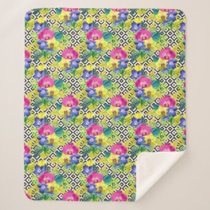 Orchid Begonia en Palm Leaves Sherpa Deken