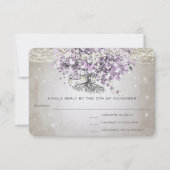 Orchid Blush Lavender Heart Leaf Tree Wedding RSVP (Devant)