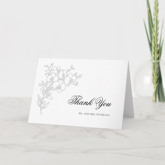 Orchid Elevated White Classic Folded Wedding Bedankkaart (Voorkant)