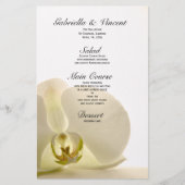 Orchid Flower on White Wedding Menu (Voorkant)