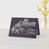 Orchid Flowers Eggplant Color Background Birthday Kaart (Gele Bloem)