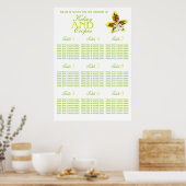 Orchid greenery Wedding Seating Table Planner 1-9 Poster (Keuken)