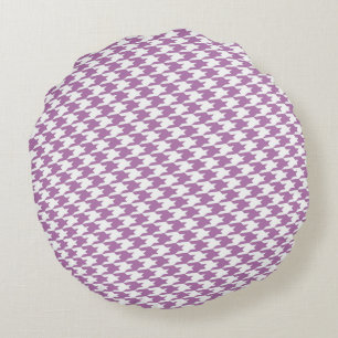Orchid Houndstooth Pattern Round Pillow Rond Kussen