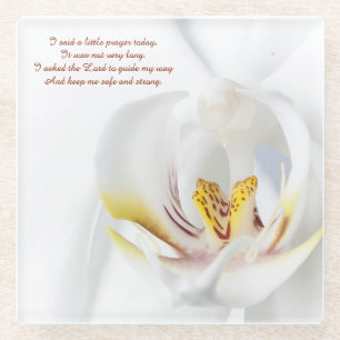 Orchid in White "A Little Prayer"-Onderzetter Glazen Onderzetter