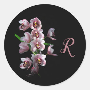 Orchid Insanity op zwart Ronde Sticker