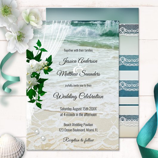 Orchid Lace Beach Destination Mariage Invitation