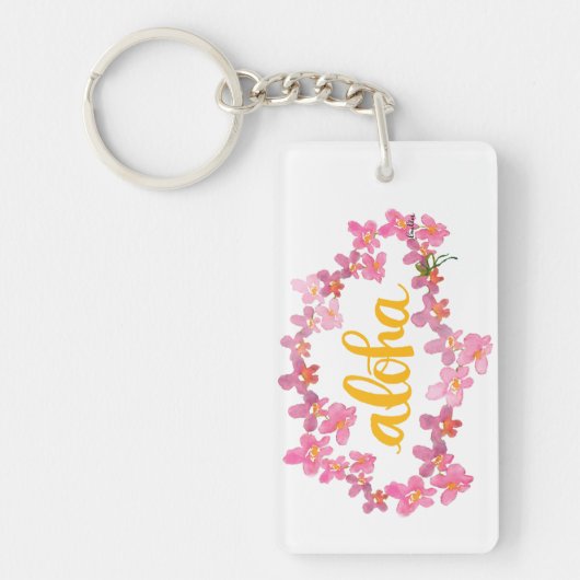 Orchid Lei Aloha Waterverf Sleutelhanger (Voorkant)