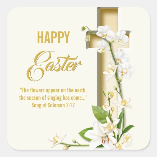 Orchid Lily Spring Pasen Vierkante Sticker (Voorkant)