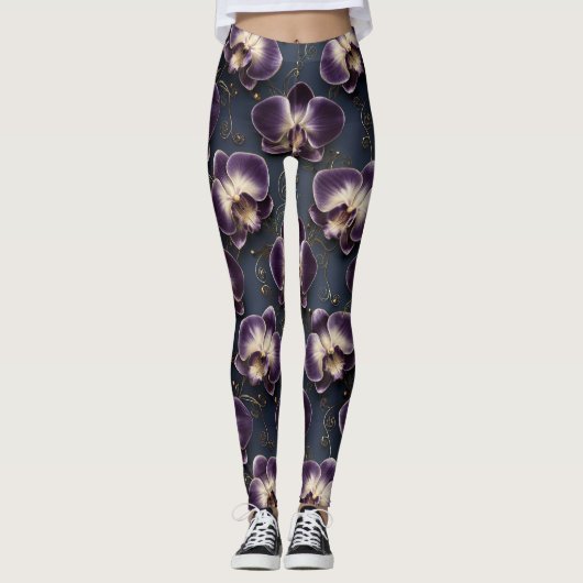 Orchid Luxury Pattern – Elegant Exotic Floral Leggings (Voorkant)