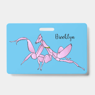 Orchid mantis cartoon illustratie badge
