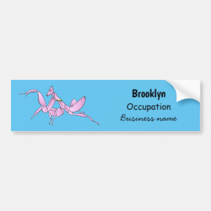 Orchid mantis cartoon illustratie bumpersticker