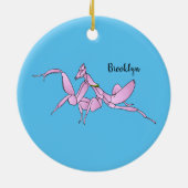 Orchid mantis cartoon illustratie keramisch ornament (Achterkant)