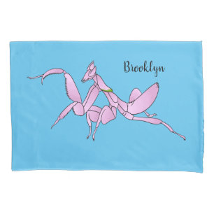 Orchid mantis cartoon illustratie kussensloop