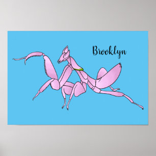 Orchid mantis cartoon illustratie poster