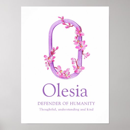 Orchid monogram letter O Olesia Poster (Voorkant)
