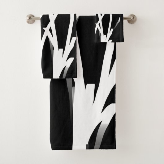 Orchid Noir: Abstract zwart en wit Bad Handdoek (Insitu)