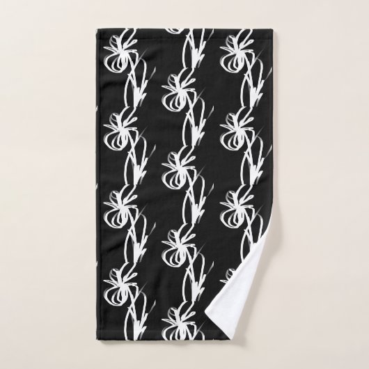 Orchid Noir: Abstract zwart en wit Bad Handdoek (Handdoek)