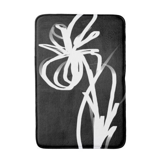 Orchid Noir: Abstract zwart en wit Badmat (Voorkant Verticaal)