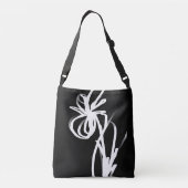 Orchid Noir: Abstract zwart en wit Crossbody Tas (Achterkant)