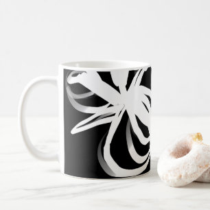 Orchid Noir: Abstract zwart en wit Koffiemok