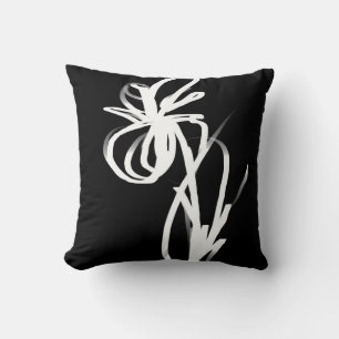 Orchid Noir: Abstract zwart en wit Kussen